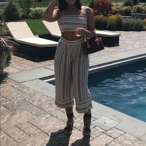 White and blue matching top and bottom